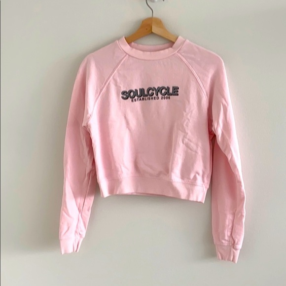 SOUL by Soulcycle Pink Cropped Crewneck Pullover Sweatshirt - Picture 1 of 12